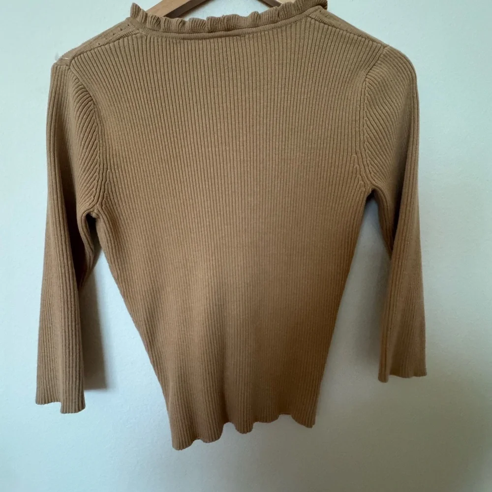 Hillard & Hanson Camel Ruffled Cardigan - Picture 6 of 8